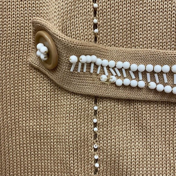 Nanette Lepore Women's Size XS Brown Knit Long Duster Cardigan Beaded Sweater - Picture 7 of 9